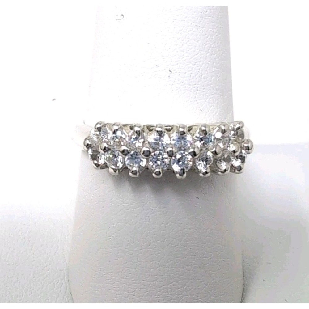 925 Sterling Silver Multi-Stone Clear CZ Cubic Zirconia Cluster Ring Size 8.75